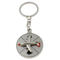 Zinc Alloy Key Chain with iron ring Airplane platinum color plated enamel nickel lead & cadmium free Approx 29mm Length Approx 4 Inch Sold By Bag