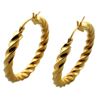 Titanium Staal Hoop Earring, Donut, gold plated, 5x37mm, 3paren/Bag, Verkocht door Bag