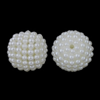 ABS Plast Pärlor, Rund, demontering och montering & oäkta pärla, vit, 18mm, Hål:Ca 2mm, Ca 190PC/Bag, Säljs av Bag