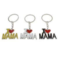 Zinc Alloy Key Chain with iron ring Letter platinum color plated enamel nickel lead & cadmium free Approx 29mm Length Approx 3.5 Inch Sold By Bag