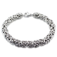 Titanium Steel Bracelet byzantine chain original color 7mm Length Approx 8.5 Inch Sold By Bag