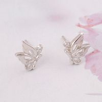Brass Stud Earring Butterfly platinum plated nickel lead & cadmium free Sold By Lot