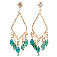 Gets® Jewelry Earring Brass with Crystal gold color plated with cubic zirconia & faceted green nickel lead & cadmium free Sold By Pair