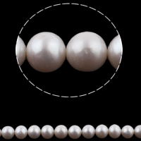 Perlas Redondas Freshwater, Perlas cultivadas de agua dulce, Esférico, natural, Blanco, Grado AA, 11-12mm, agujero:aproximado 0.8mm, Vendido para 16 Inch Sarta
