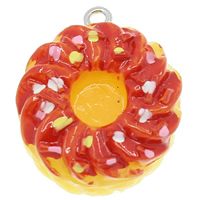 Resin Pendant with Iron Cake solid color multi-colored Approx 2mm Sold By Bag