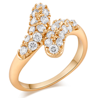 Gets® Finger Ring Brass 18K gold plated & with cubic zirconia nickel lead & cadmium free 9mm Sold By PC