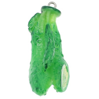 Resin Pendant, with Iron, Vegetable, solid color, green, 17x46x13mm, Hole:Approx 2mm, 100PCs/Bag, Sold By Bag
