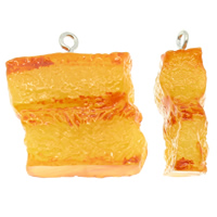 Harts Pendant, med Järn, mat form, färg, gul, 32x34x11mm, Hål:Ca 2mm, 100PC/Bag, Säljs av Bag