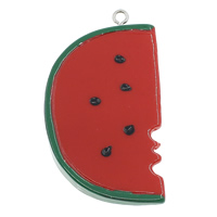 Resin Pendant with Iron Watermelon solid color multi-colored Approx 2mm Sold By Bag
