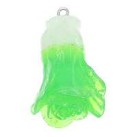 Resin Pendant with Iron Cabbage translucent green Approx 2mm Sold By Bag