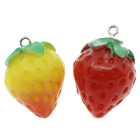 Resin Pendant with Iron Strawberry solid color Approx 2mm Sold By Bag