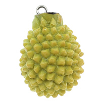Resin Pendant with Iron Durian solid color yellow Approx 2mm Sold By Bag