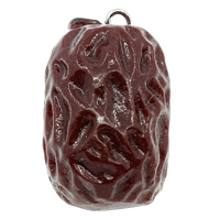 Resin Pendant with Iron Dates solid color deep red Approx 2mm Sold By Bag