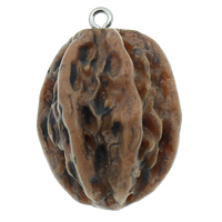 Harts Pendant, med Järn, Walnut, färg, brun, 22x31x20mm, Hål:Ca 2mm, 100PC/Bag, Säljs av Bag