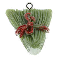 Resin Pendant with Iron Rice Dumpling solid color green Approx 2mm Sold By Bag