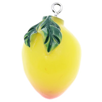Resin Pendant with Iron Peach solid color yellow Approx 2mm Sold By Bag