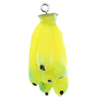 Resin Pendant with Iron Banana solid color yellow Approx 2mm Sold By Bag