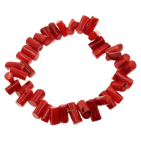 Coral natural pulseira, Tubo, vermelho, 5x12mm, vendido para Aprox 7.5 inchaltura Strand