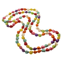 Collana turchese, turchese sintetico, Teschio, multi-colore, 8x10x9.50mm, Venduto per Appross. 42.5 pollice filo