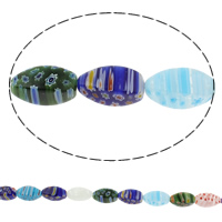 Perles en verre Millefiori, spiral, fait à la main, normes différentes pour le choix, couleurs mélangées, Trou:Environ 1mm, Longueur Environ 14.5 pouce, Vendu par sac