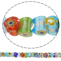 Millefiori Lampwork Beads, Millefiori Glass, Barbell, handmade, mixed colors, 11x9.5mm, Hole:Approx 1mm, Length:Approx 11.5 Inch, 10Strands/Bag, Sold By Bag