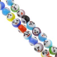 Handgemaakte Lampwork Beads, Ronde, verschillende grootte voor keus, gemengde kleuren, Gat:Ca 1mm, Lengte Ca 13.5 inch, Verkocht door Bag