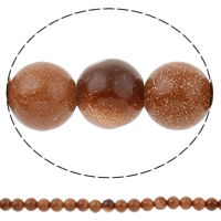 Χάντρες Goldstone, Γύρος, διαφορετικό μέγεθος για την επιλογή, Τρύπα:Περίπου 1mm, Μήκος Περίπου 14.5 inch, Sold Με τσάντα