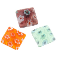 Millefiori Glass Cabochon Square handmade flat back mixed colors Sold By Bag