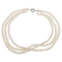Natural Freshwater Pearl Necklace brass spring ring clasp Potato  white 7-8mm Sold Per Approx 18 Inch Strand