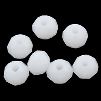 Rondelle-Krystal-Perler, Krystal, facetteret, Hvid Alabaster, 4x3mm, Hole:Ca. 1mm, 100pc'er/Bag, Solgt af Bag