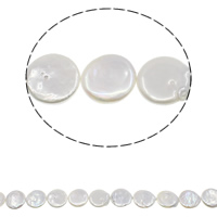Coin odlad sötvattenspärla pärlor, Freshwater Pearl, naturlig, vit, 18-20mm, Hål:Ca 0.8mm, Såld Per Ca 15.7 inch Strand