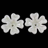 ABS plast Kaplík, Květina, imitace perla, bílý, 17x6mm, Otvor:Cca 1mm, 50PC/Bag, Prodáno By Bag