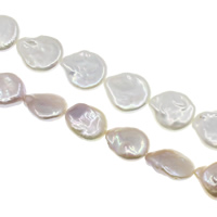 Keishi ferskvandskulturperle Beads, Ferskvandsperle, Coin, naturlig, flere farver til valg, 16-17mm, Hole:Ca. 0.8mm, Solgt Per Ca. 15.7 inch Strand