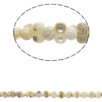 Natürliche Süßwasser Muschel Perlen, Süßwassermuschel, Nummer 8, weiß, 6x8mm, Bohrung:ca. 1mm, ca. 92PCs/Strang, verkauft per ca. 15.7 ZollInch Strang
