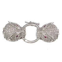 Brass Snap Clasp Animal platinum plated micro pave cubic zirconia & hollow nickel lead & cadmium free 39mm Sold By Lot