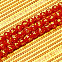 DIY Boeddhistische kralen, Rode Agaat, Ronde, boeddhistische sieraden & mantra & verschillende grootte voor keus & goudpoeder, Gat:Ca 2mm, Lengte Ca 16 inch, Verkocht door Lot
