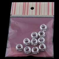 Brass Spacer Beads Rondelle silver color plated with rhinestone clear nickel lead & cadmium free  Approx 6mm Sold By Bag
