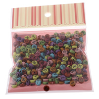 Alphabet Akril gyöngyök, vegyes & egyszínű, 7x3mm, 100x170mm, Lyuk:Kb 1mm, Kb 240PC-k/Bag, Által értékesített Bag