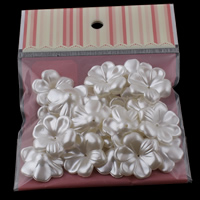 Plastik ABS Nakładka, Kwiat, Sztuczna perła, biały, 29x9mm, otwór:około 1mm, 20komputery/torba, sprzedane przez torba