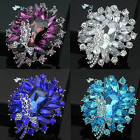Crystal Brooch Zinc Alloy with Crystal Flower plated faceted & with rhinestone mixed colors nickel lead & cadmium free Sold By Bag