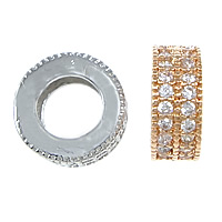 Cubic Zirconia Micro Pave Brass European Beads Donut plated micro pave cubic zirconia nickel lead & cadmium free Approx 6mm Sold By Lot
