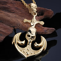 Titanium Steel Pendants Anchor gold color plated nautical pattern Approx 3-8mm Sold By Bag