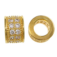 Cubic Zirconia Micro Pave Brass European Beads Donut real gold plated micro pave cubic zirconia & without troll nickel lead & cadmium free Approx 5mm Sold By Lot