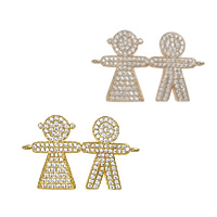 Cubic Zirconia Micro Pave Brass Connector Couple plated micro pave cubic zirconia & 1/1 loop nickel lead & cadmium free Approx 2mm Sold By Lot
