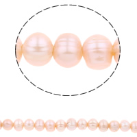 Brambor pěstované sladkovodní perle, Sladkovodní Pearl, přírodní, růžový, 11-12mm, Otvor:Cca 2.5mm, Prodáno za Cca 15 inch Strand