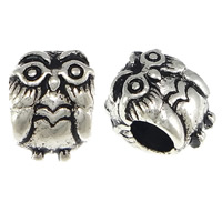 Zinc Alloy European Beads Owl antique silver color plated without troll nickel lead & cadmium free Approx 4.5mm Sold By Lot