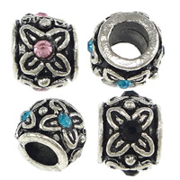 Zinc Alloy European Beads Rondelle antique silver color plated without troll & with rhinestone nickel lead & cadmium free Approx 5mm Sold By Lot