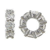 Brass Spacer Beads Donut platinum plated micro pave cubic zirconia nickel lead & cadmium free Approx 4mm Sold By Lot