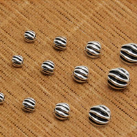 Thailand Sterling Silver Spacer Bead Watermelon & corrugated Sold By Lot