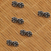 Thailand Sterling Silver Spacer Bar, Flower, 2-strand, 11x5mm, Hole:Approx 1mm, 50PCs/Lot, Sold By Lot